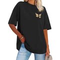 Womens Oversized Tshirt Graphic Tees Crew Neck Summer Short Sleeve Loose Fit Tops 2026 A-butterfly Print Black