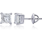 The Diamond Channel CERTIFIED 1 to 6 Carat LAB GROWN Princess-Cut Diamond Stud Earrings Round Cut 4 Prong Screw Back (F-G Color, VS1-VS2 Eye Clean Clarity)