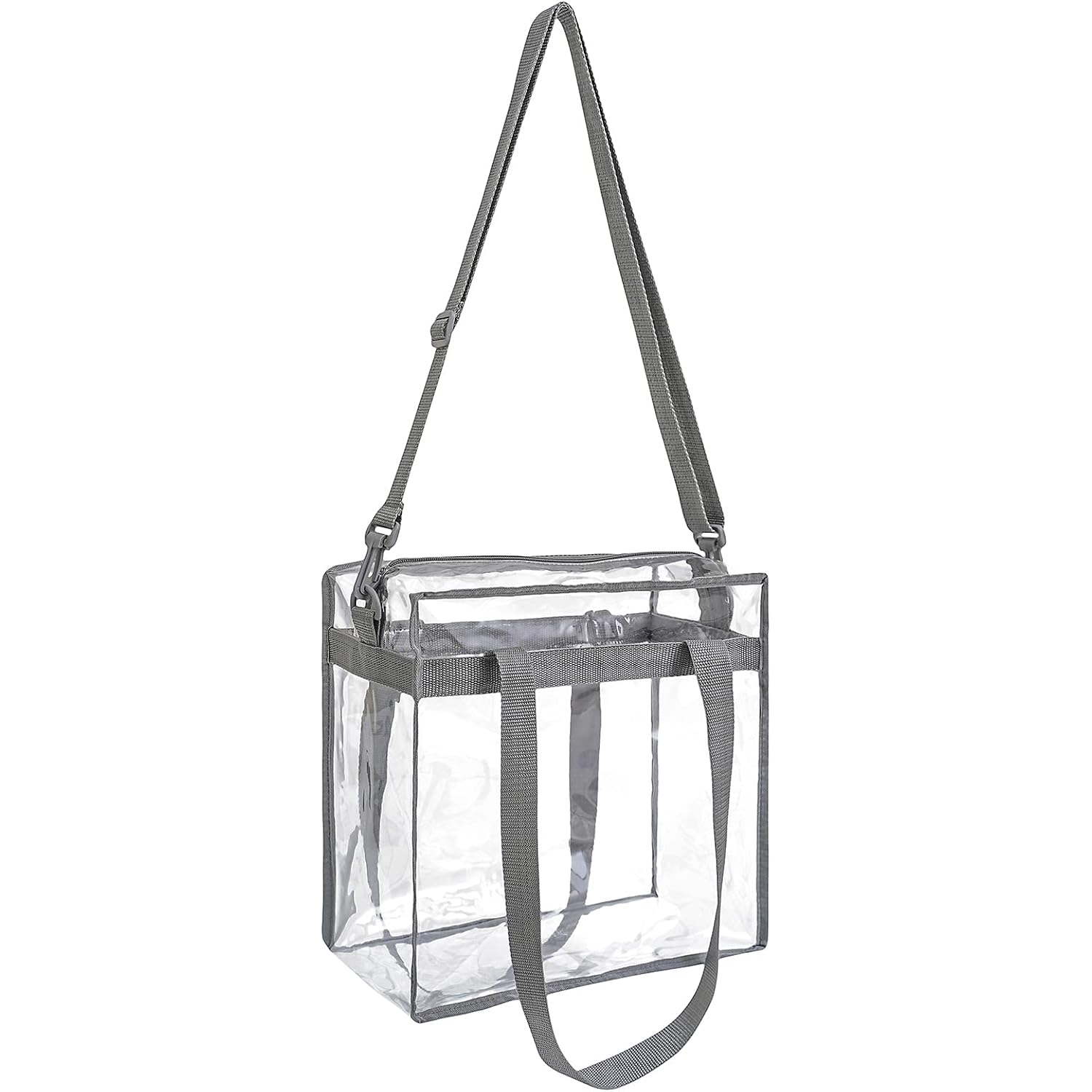Bagail Clear Bags 12X6X12 Stadium Approved Clear Tote Bag With Zipper Closure Crossbody Shoulder Bag With Adjustable Strap