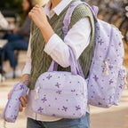 Crossbody Backpack With Bow, Travel And Campus Style Backpack For Women, Elegant Purple