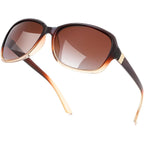 FEISEDY Polarized Sunglasses for Women Classic Vintage Square Wraparound UV400 Protection Shade B0309 Gradual Brown Frame & Gradual Brown Lens