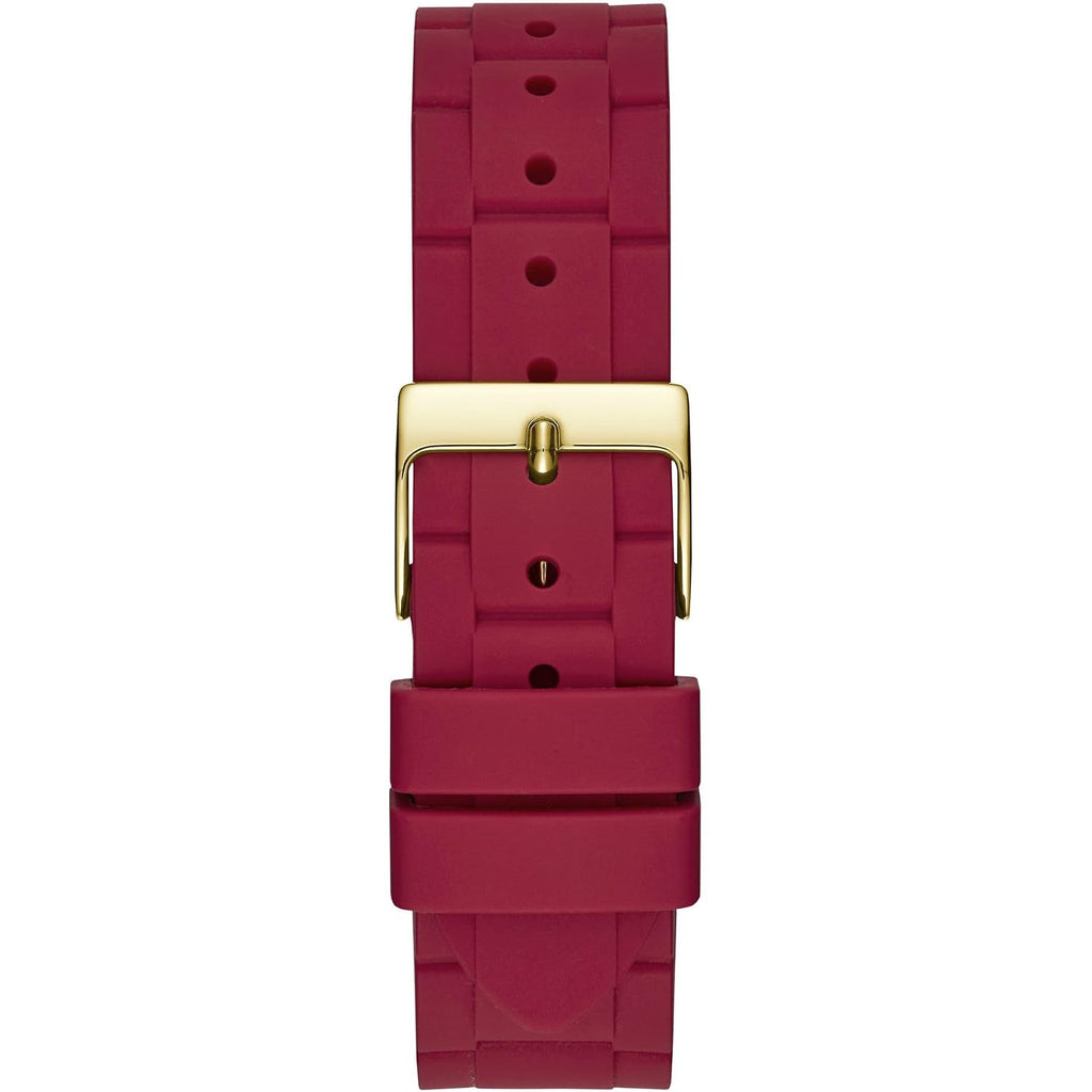 Guess Women'S Gold-Tone + Iconic Red Stain Resistant Silicone Watch