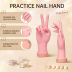 AORAEM Nail Trainning Hand Flexible Soft Practice Plastic Mannequin Hand Nails Tips Art Trainer Manicure Practice Hand Tool