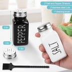 2 Pack Salt And Pepper Shakers Set, Glass Shaker With Stainless Steel Lid, Modern And Cute Farmhouse (Black And White)