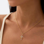 Robaice Mothers Day Gifts Upgraded Crown Cross Necklace for Women, 14K Gold Plated Crown Cross Pendant Necklace, Non-Tarnish Faith Jewelry for Women, Christian Religious Gifts