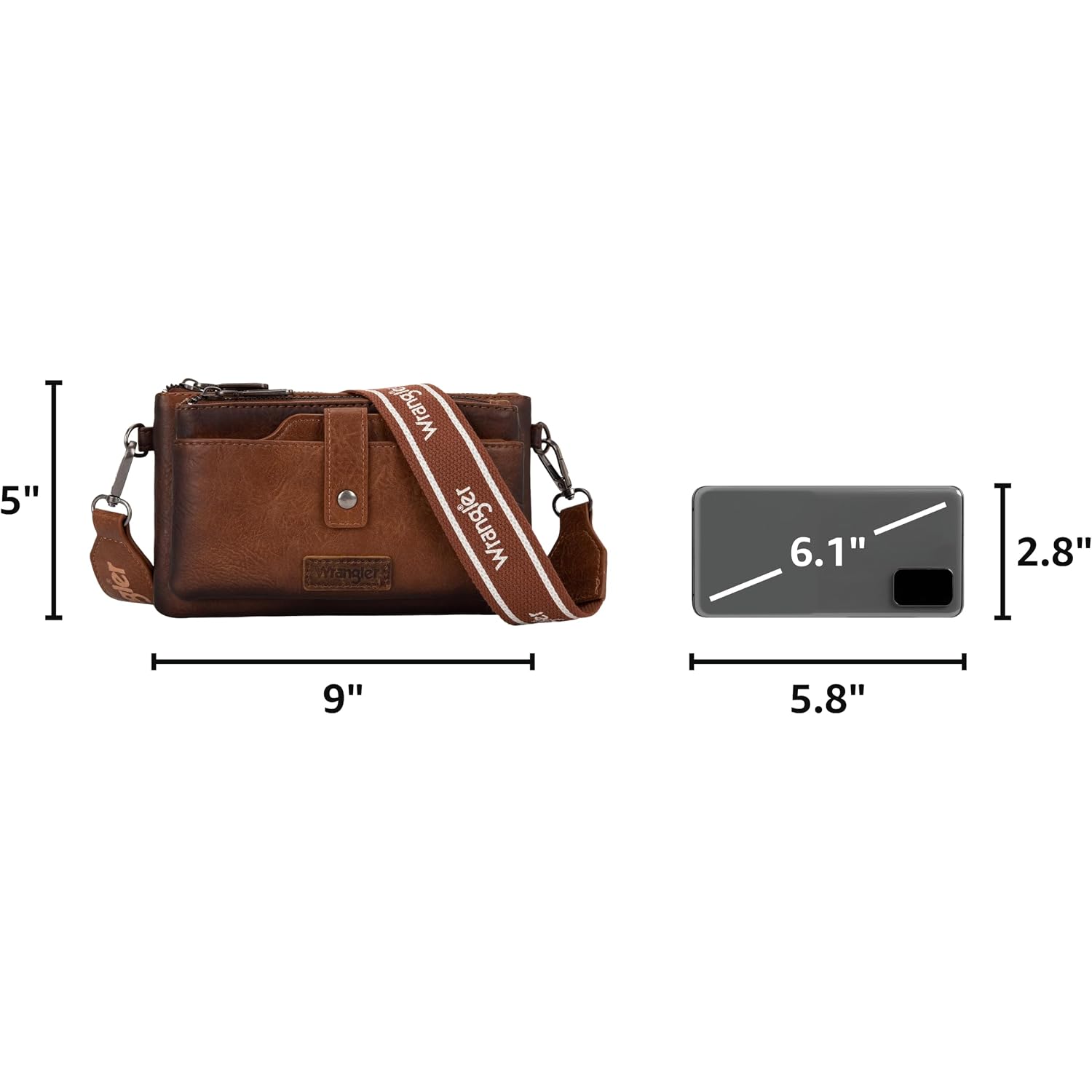 Wrangler Crossbody Wallet Purses Multi-Function Card Holder Purse With Double Zipper