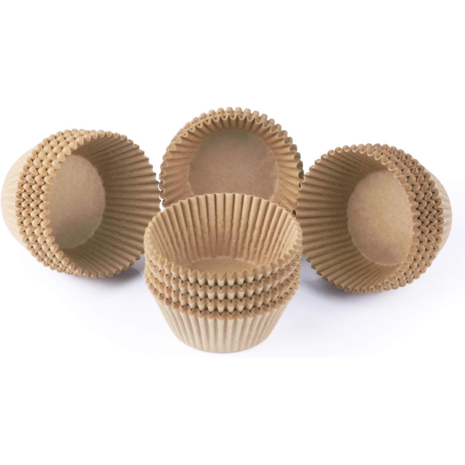 Caperci Standard Natural Cupcake Liners 500 Count, No Smell, Grease-Proof Paper Muffin Liners, Food-Grade Baking Cups For Cupcakes, Muffins, Nuts