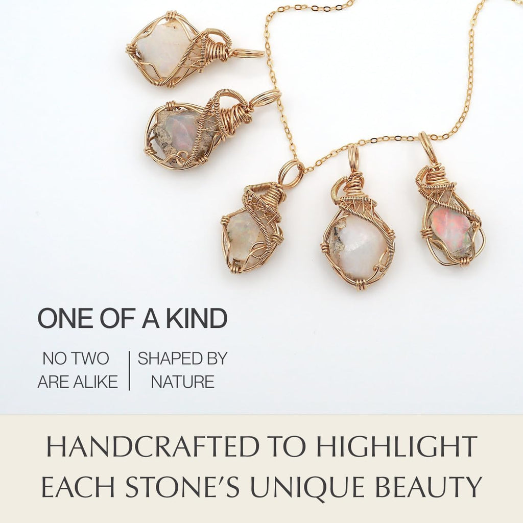 Designs by Nature Gems Raw Pendant Necklace – Wedding Gift Jewelry, 18" 14k Gold Filled Chain