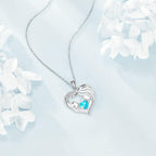 Mothers Day Gifts for Mom Mother and Daughter/Son Necklace Love Heart Jewelry 18K White Gold I Love You Mom Birthstone Necklace Birthday Gift for Women