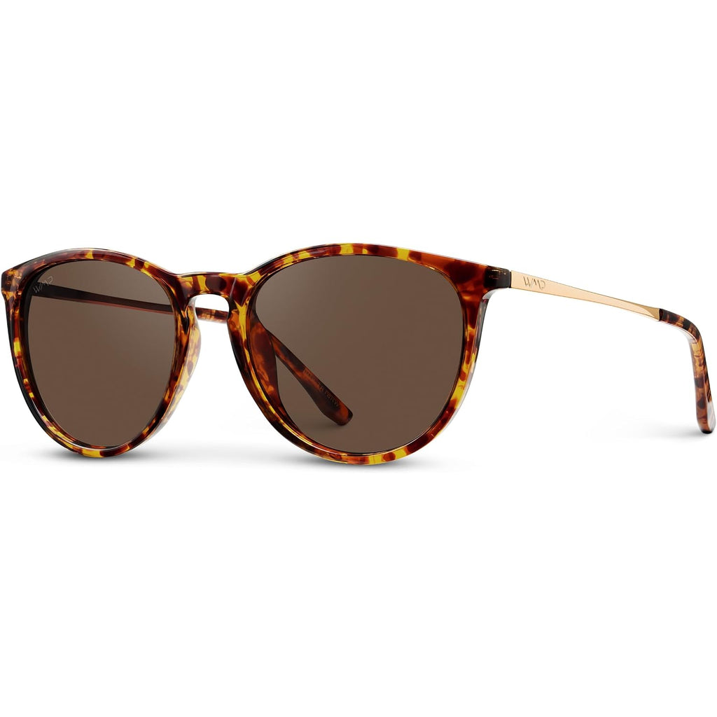 WearMe Pro Round Polarized Sunglasses for Women - UV400 Protection, Lightweight Frame, Vintage Retro Style Tortoise Frame/Brown Lens