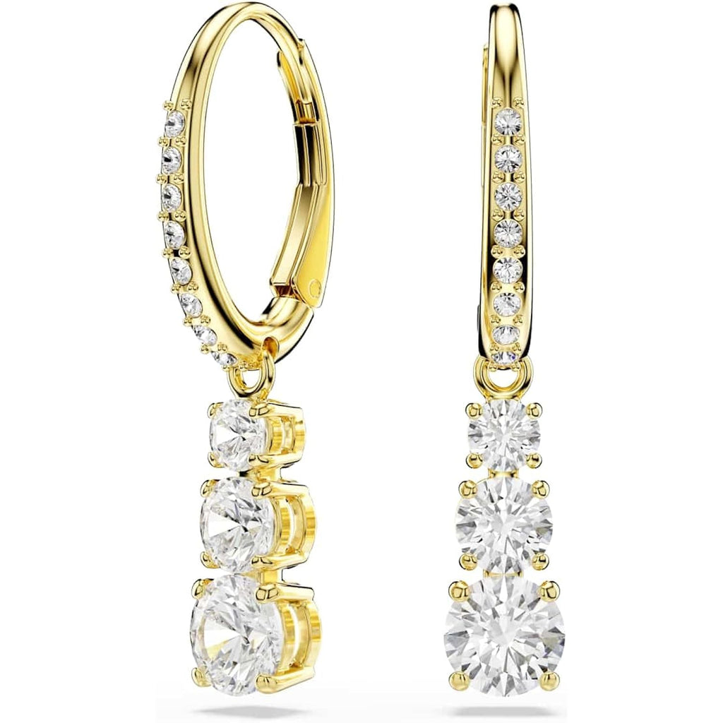Swarovski Stilla Attract hoop earrings, Round cut, White, Gold-tone Finish
