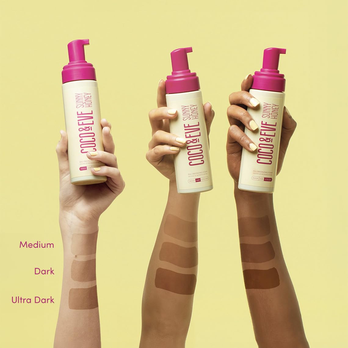 Coco & Eve Self Tanner Foam Kit - (Medium) Streak-Free Sunless Tanning Mousse, Tropically Scented Natural Looking Tan & Included Mitt Applicator, Vegan, Cruelty Free | Sunny Honey Bali Bronzing