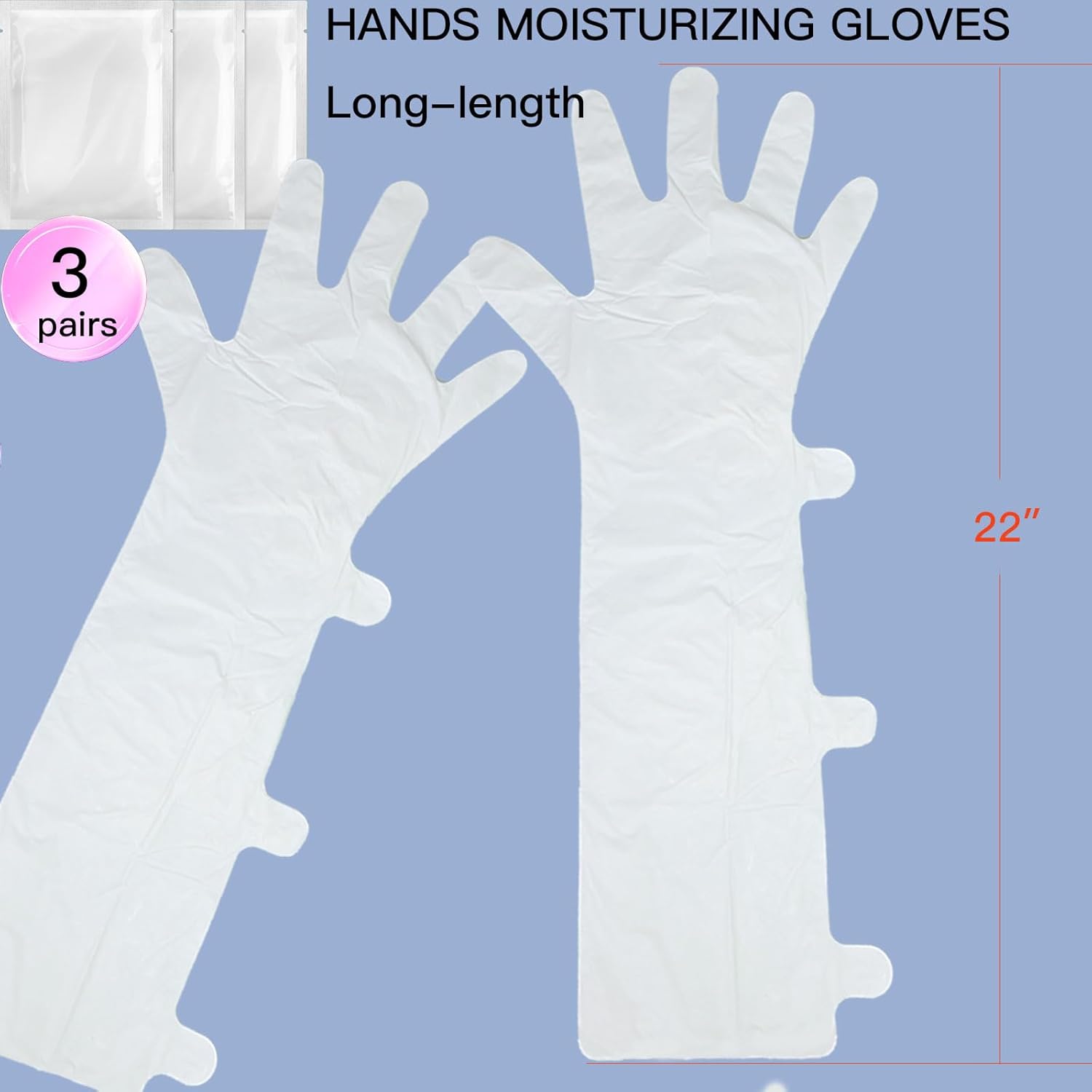 Pumei Hydrating Hand Mask - 3 Pairs Long-Length Hand Masks Moisturizing Gloves with Avocado Oil and Shea Butter for Dry Rough Skin Hand Moisturizer Gloves for Women & Men