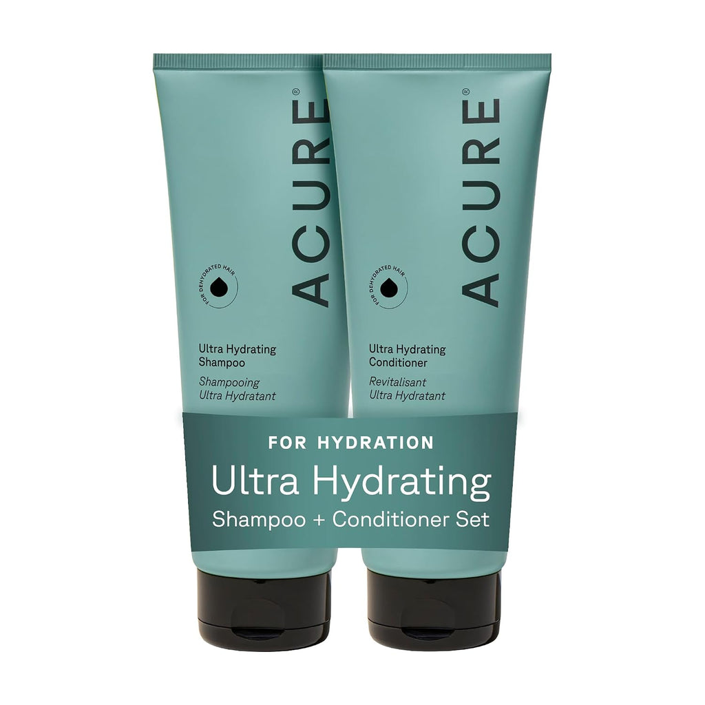 Acure Ultra Hydrating Shampoo And Conditioner Set - Moisturizing Set With Argan Oil For Women & Men With Dry, Damaged, Straight Or Curly Hair, 100% Vegan, Paraben Free, Sulfate Free - 8 Fl Oz (2 Pack)