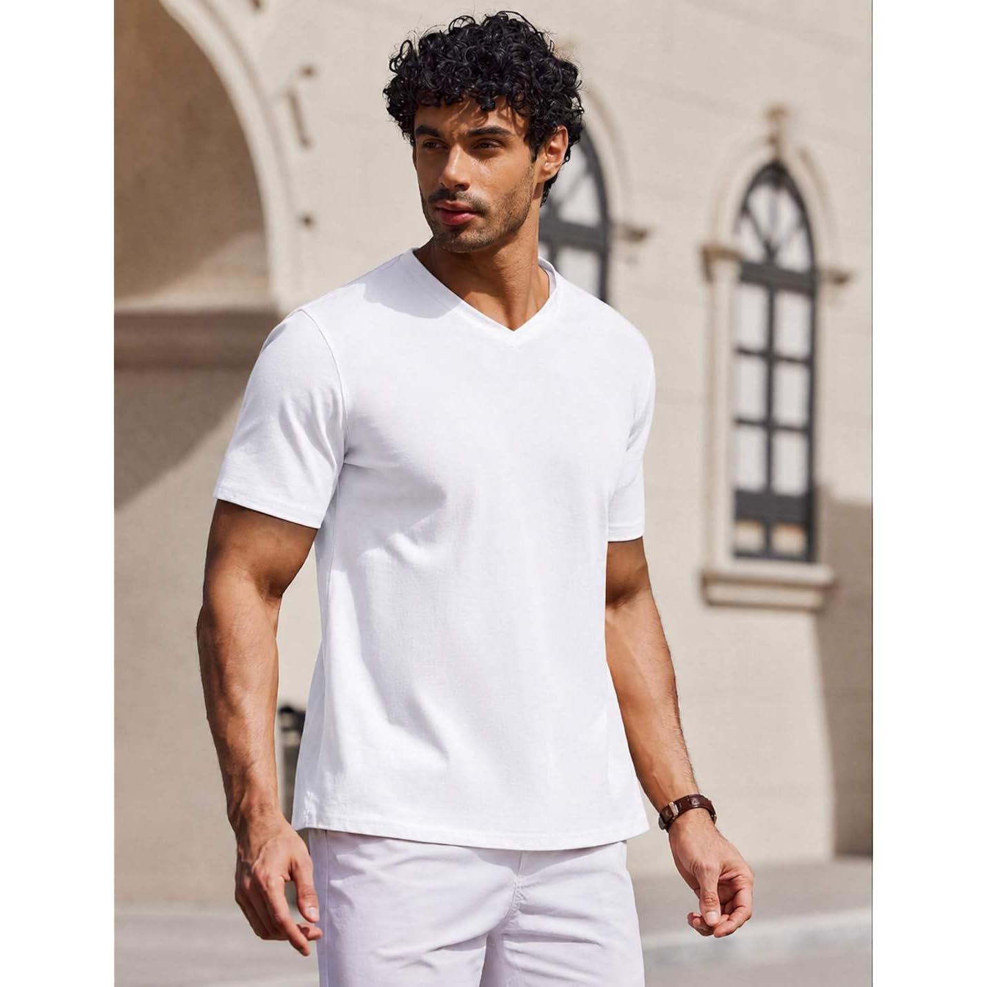 Coofandy Mens V Neck T Shirts 100% Cotton Tee Shirt Plain Short Sleeve Casual Shirts