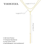 Yoosteel Long 14K-Gold-Plated Necklace for Women - Dainty Y-Shaped Necklaces Lariat Drop Chain Simple Jewelry Trendy Gift for Women