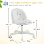 Vingli Modern Vanity Chair With Back, Velvet Desk Chair For Girls, Small Office Chair With Silent Wheels， Stylish And Comfortable, White