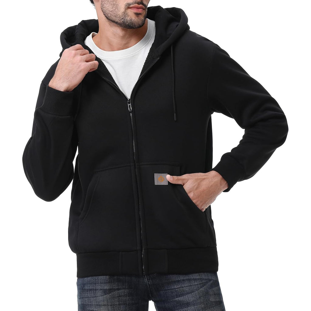 Tuaova Men'S Loose Fit Heavyweight Full Zip Fleece-Lined Hoodie Sweatshir