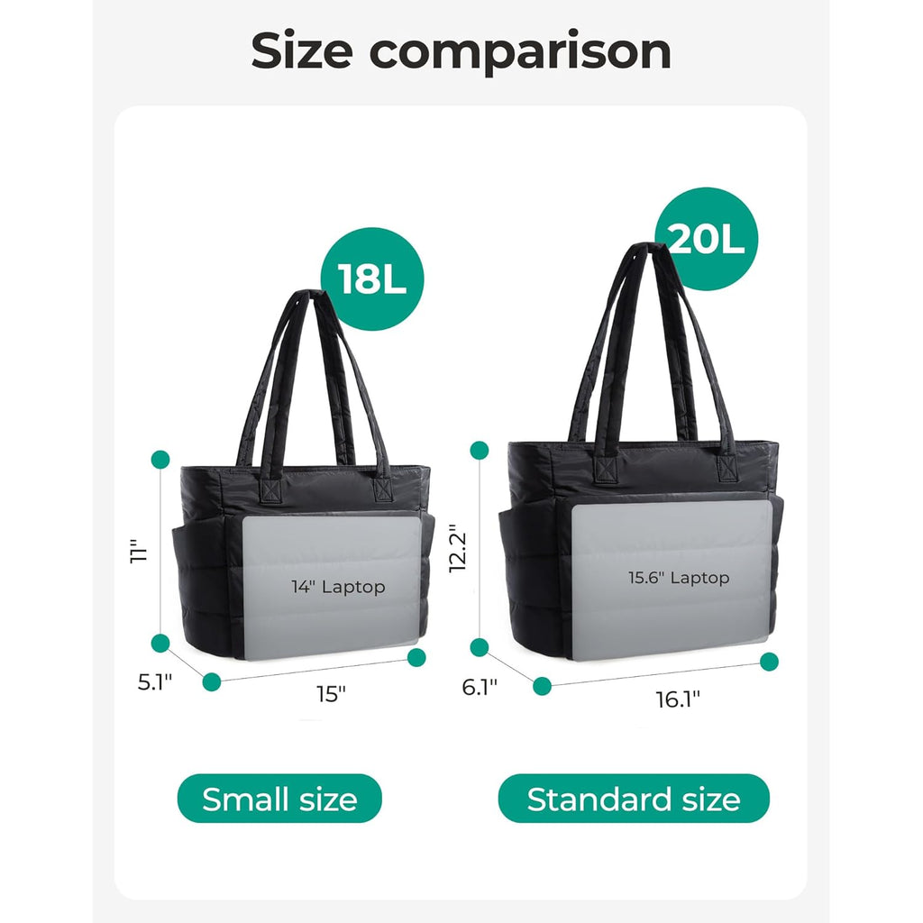 BAGSMART Tote Bag for Women, Lightweight Puffy Tote Bag with Compartments Shoulder Bag Handbag for Travel, Work, Gym | Lightweight, Puffy, Quilted, for Travel, Work