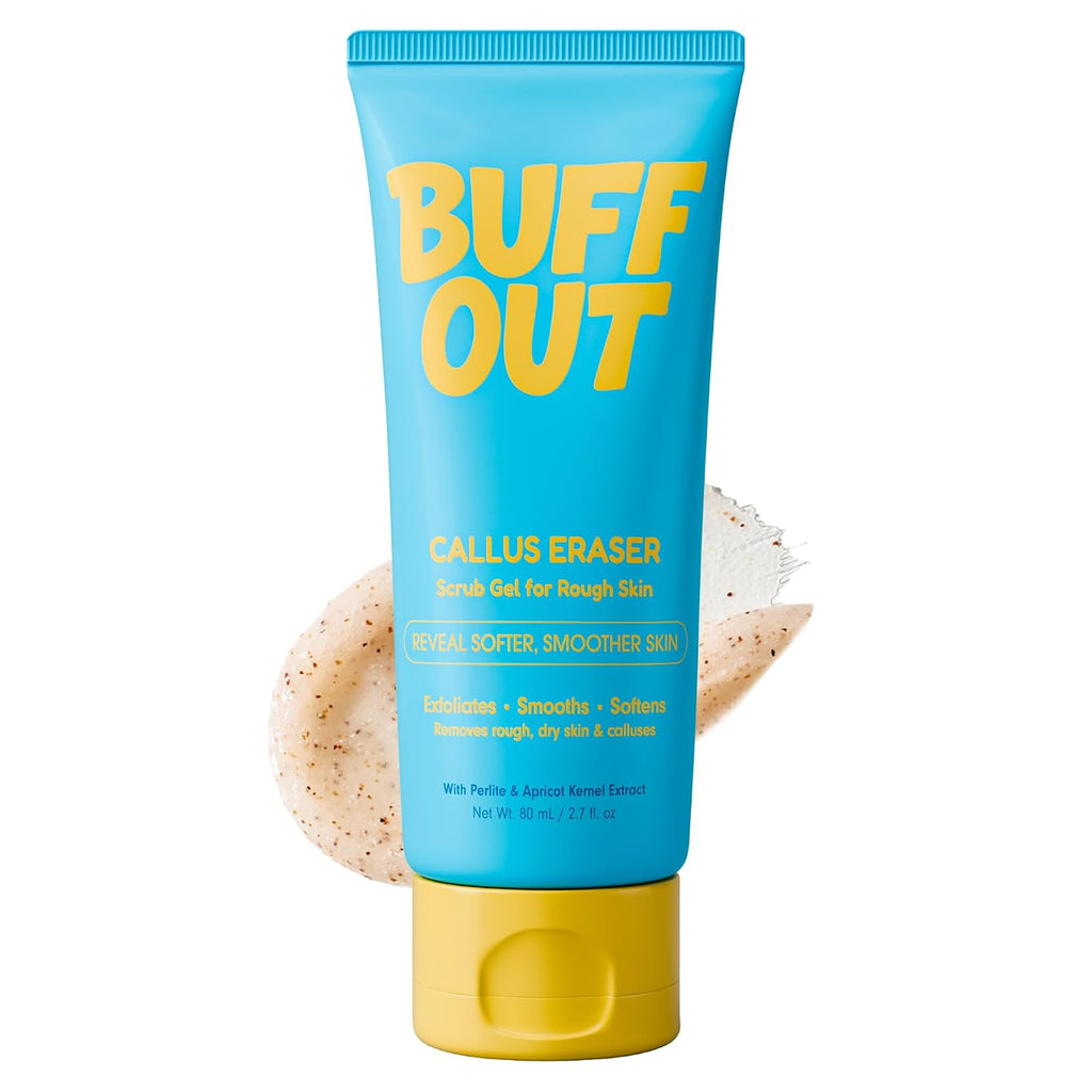 Buffout Callus Eraser Exfoliating Gel – Body Care Exfoliator Scrub & Exfoliant For Feet, Heels, Elbows & Knees – Dead Skin Care With Perlite & Apricot Seed Powder