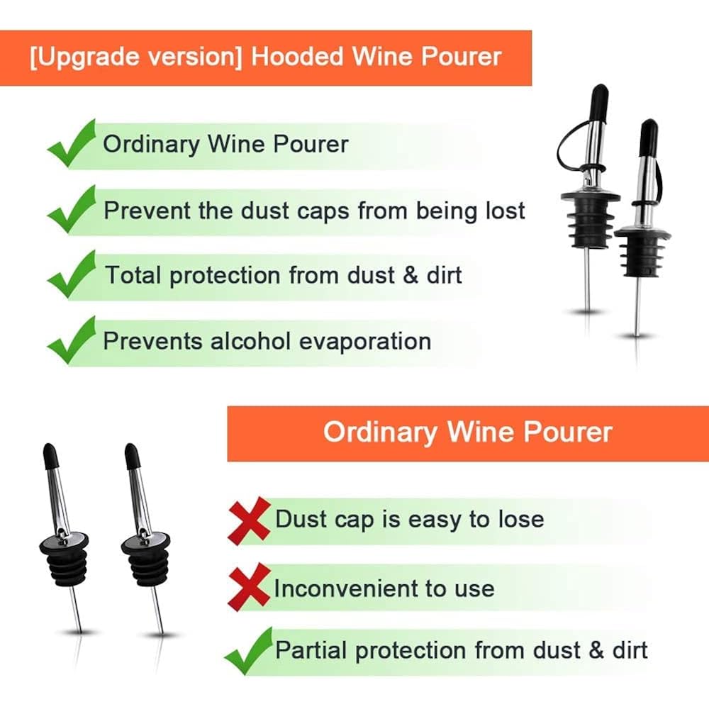 Pafusen 12 Pack Liquor Pour Spout With Dust Caps - Bottle Pourers for Alcohol, Olive Oil - Speed Pourers, Bar Bartender Accessories