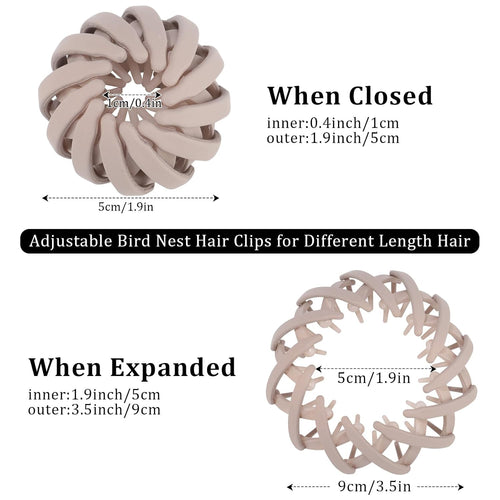 6Pcs Bird Nest Magic Hair Clips Hair Nest for Bun Strong Ponytail Holders Hair Accessories for Women Girls (Neutral, Small)
