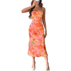 Gorglitter Women'S Floral Wedding Guest Derby Midi Dress Cocktail Summer Boho Beach Going Out Fishtail Sun Dresses