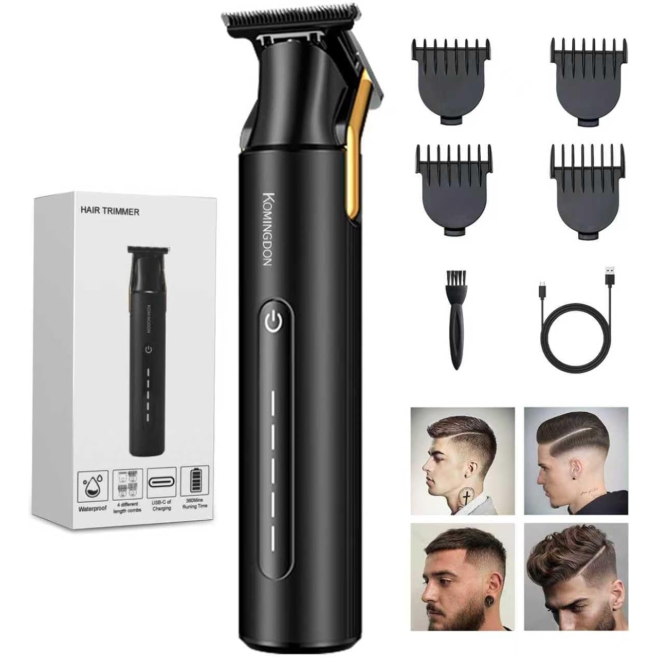 Hair Trimmer For Men,Professional Barber Trimmer,Cordless T-Blade Hair Clippers Precision Edgers T Liners Rechargeable Beard Trimmer,Waterproof Haircut Kit,Long-Lasting Battery