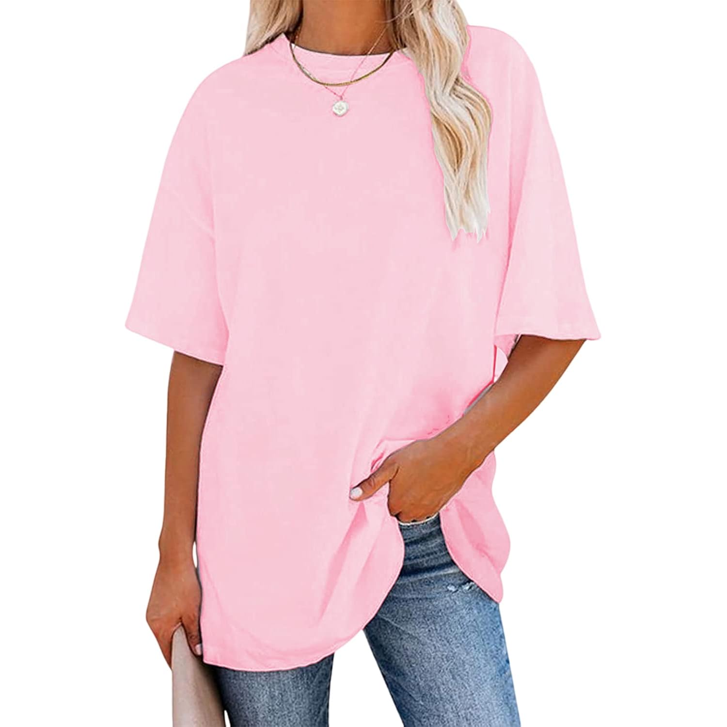 YEXIPO Women's Oversized T Shirts Graphic Tees Summer Short Sleeve Loose Fit Casual Crewneck Plain Tunic Tops