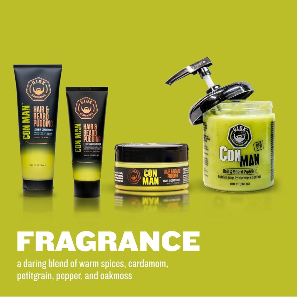GIBS Con Man Hair & Beard Pudding - Leave In Conditioner - Curl Definer - Moisturizer