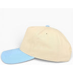 Classic A-Frame Two Tone 5-Panel Snapback Hat, Semi-Structured Pinch Front Baseball Cap, Adjustable Fit, Blank for Custom Stone Baby Blue