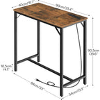 Hoobro Bar Table With Charging Station, Rectangular Pub Table, High Top Coffee Table, Counter Bar Height Table, Narrow Long Dining Table, 35.4" L X 15.7" W X 35.6" H, Rustic Brown And Black Bf90Ubt01