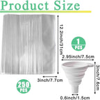 250 Pcs Disposable Ice Lolly Molds – Plastic Freeze Pop Bags With Silicone Funnel For Homemade Yogurt And Candy (3 X 12 Inch)