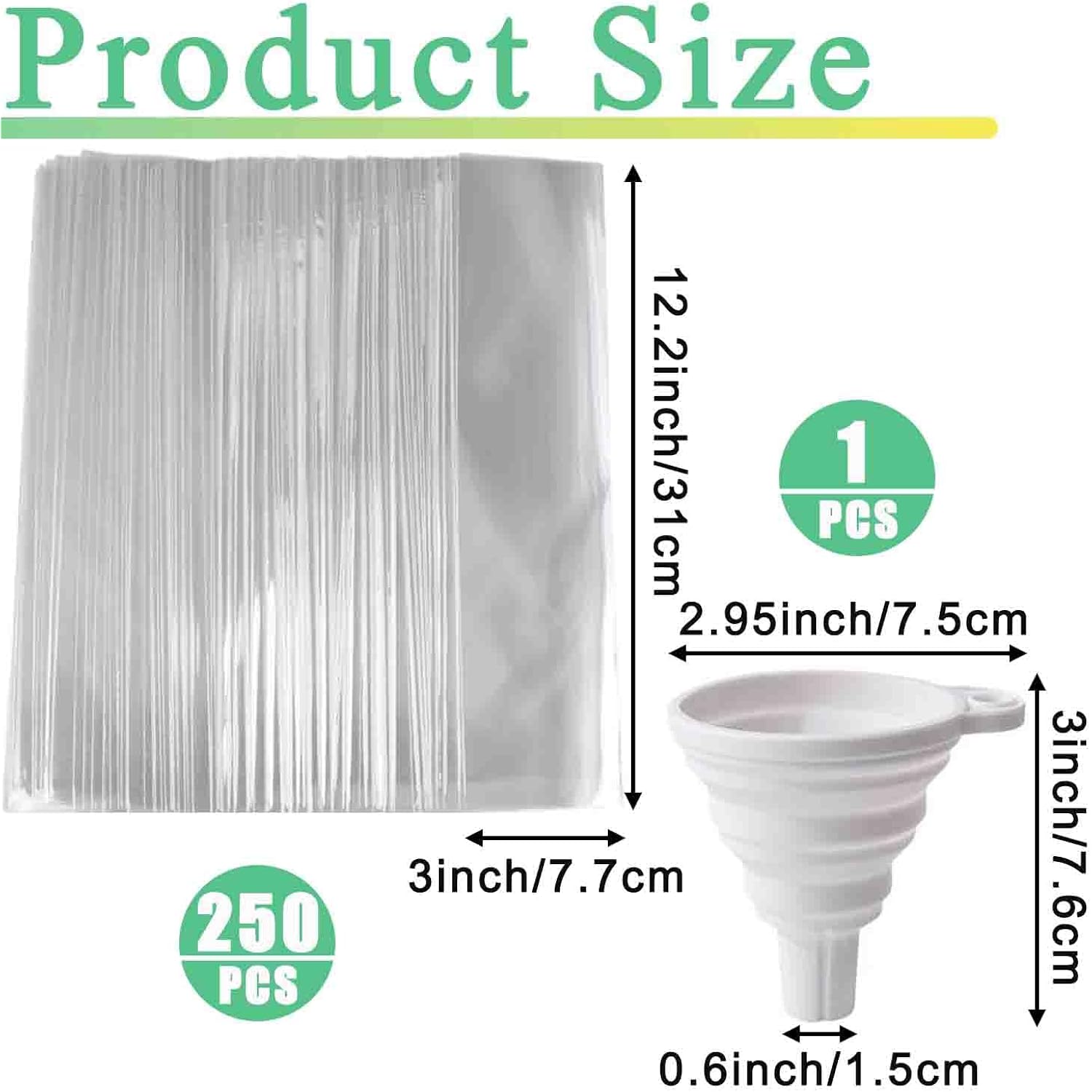 250 Pcs Disposable Ice Lolly Molds – Plastic Freeze Pop Bags With Silicone Funnel For Homemade Yogurt And Candy (3 X 12 Inch)