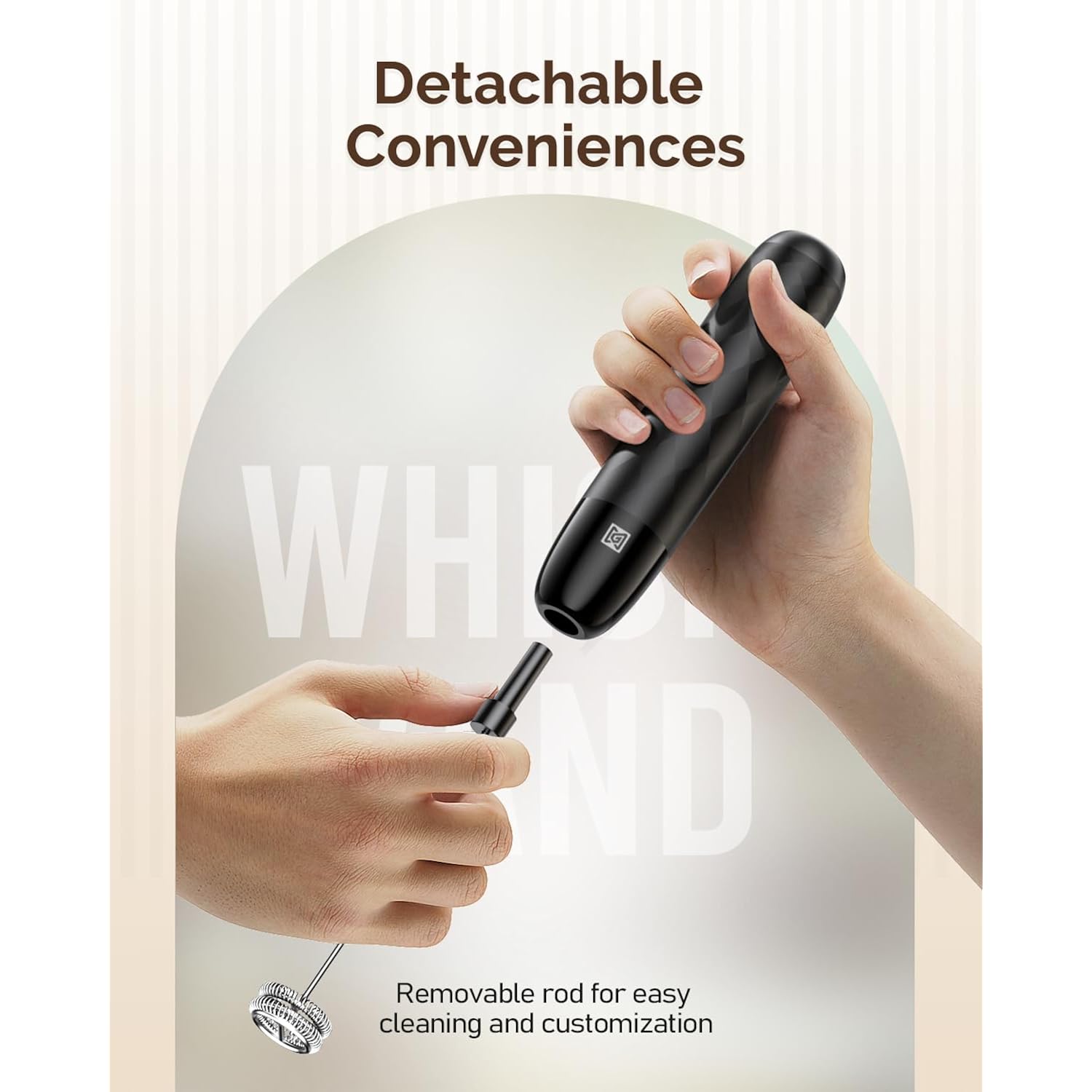 Maestri House Rechargeable Milk Frother, LunaFro Mini Handheld Electric Foam Maker Detachable Stainless Steel Whisk Drink Mixer Foamer Mini Blender for Matcha, Lattes, Cappuccino, No Stand