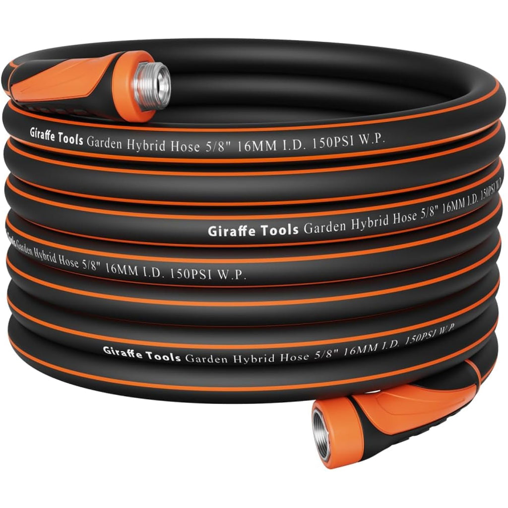 Giraffe Tools Garden Hose 5/8", Water Hose Heavy Duty, Flexible, Lightweight Hybrid Hose With Swivel Handle, 100Ft Male To Female Fittings, Burst 600 Psi
