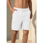 Nitagut Mens Cargo Shorts 7" Casual Drawstring Elastic Waist Summer | Relaxed Comfort, Utility Flap Pockets, Commute Beach Vacation, Pairs With Tees Polos, Machine Washable