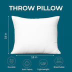 Lane Linen 4 Pack 18X18 White Throw Pillow Inserts For Decorative Pillow Covers, Couch Pillows For Living Room, Fluffy Pillows For Bed