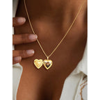 U7 Women Locket Necklace Platinum 14K Gold Photo Lockets that Hold Picture,Chain 20 Inch Personalized Gift Custom Love Heart Image Necklaces