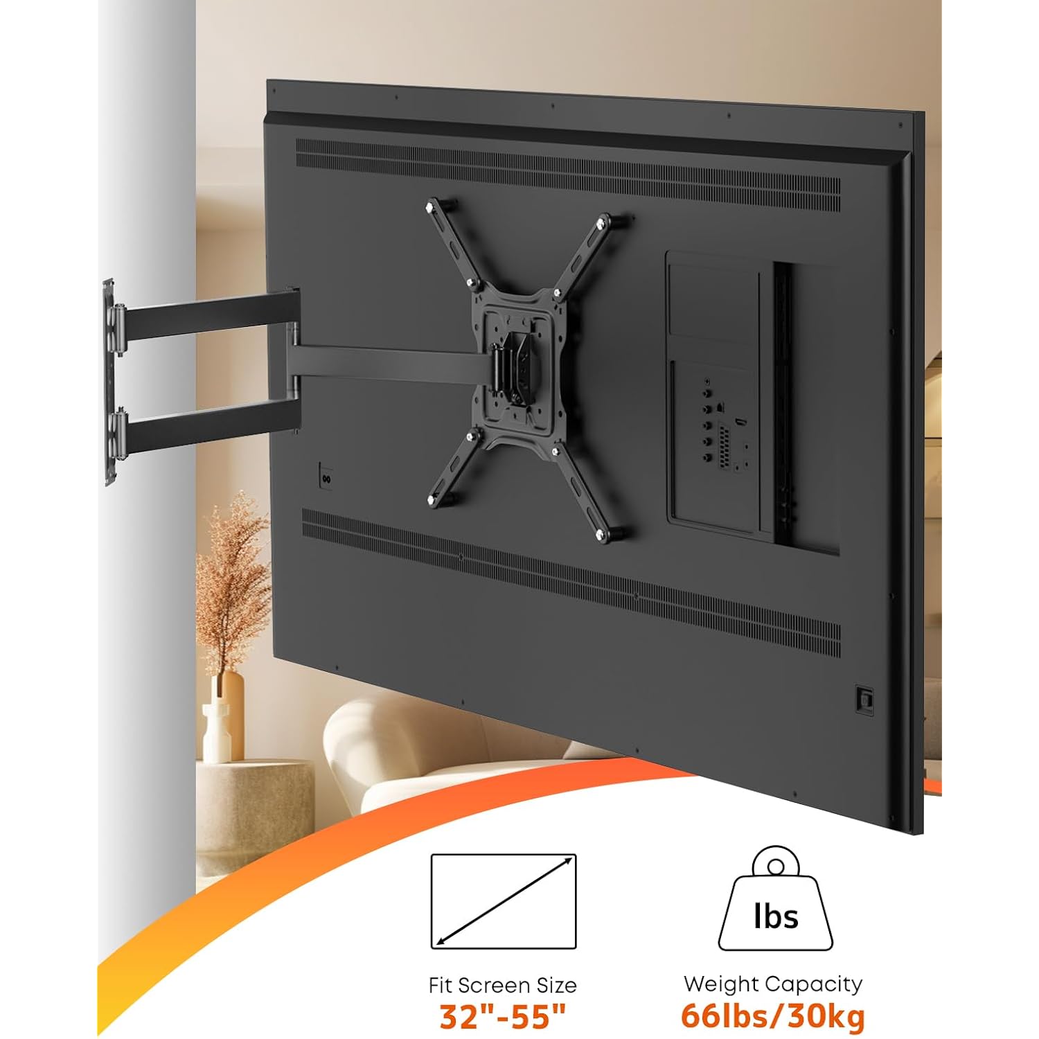 Putorsen Vesa Adapter Mount Bracket Kit For Screens 32 To 55 Inch Lcd Led Tv, Tv Mount Adapter Bracket Upgrade Mounting Holes Up To 400X400 Mm, Black