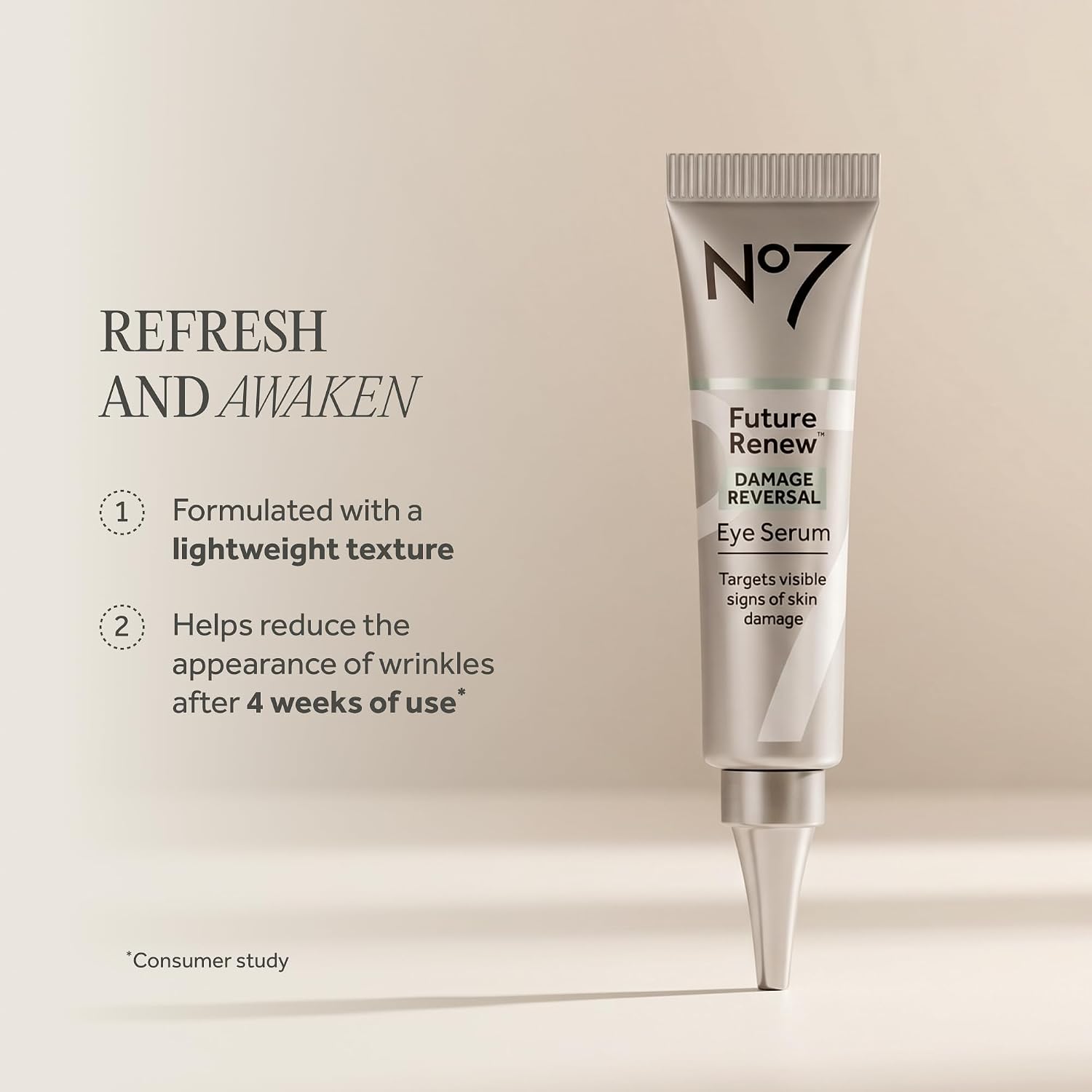 No7 Future Renew Damage Reversal Eye Serum - Nourishing Under Eye Serum For Sun Damaged Skin Repair, Fine Lines & Wrinkles, And Uneven Texture - Suitable For Sensitive Skin (0.5 Fl Oz)