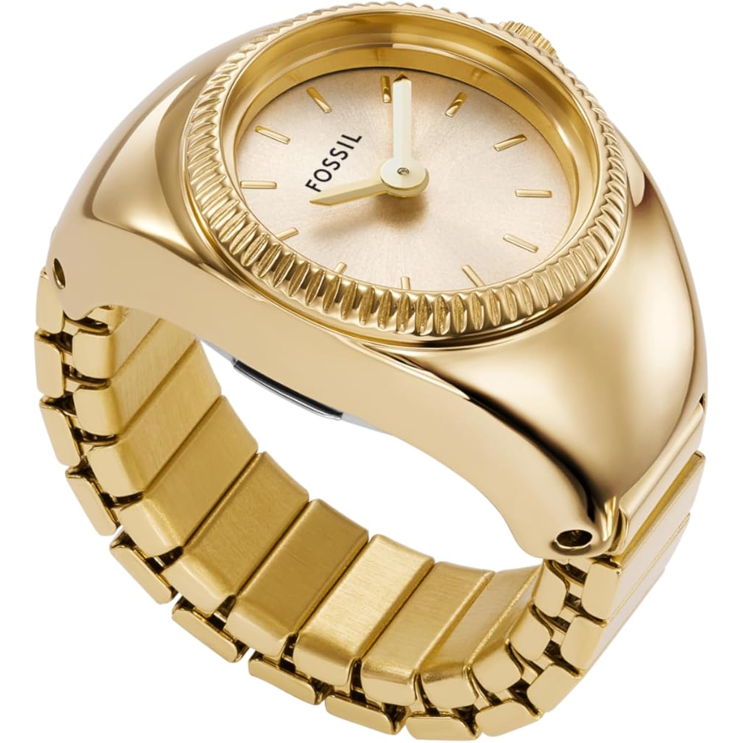 Fossil Women'S Watch Ring, Quartz Stainless Steel Two-Hand Ring Watch For Women