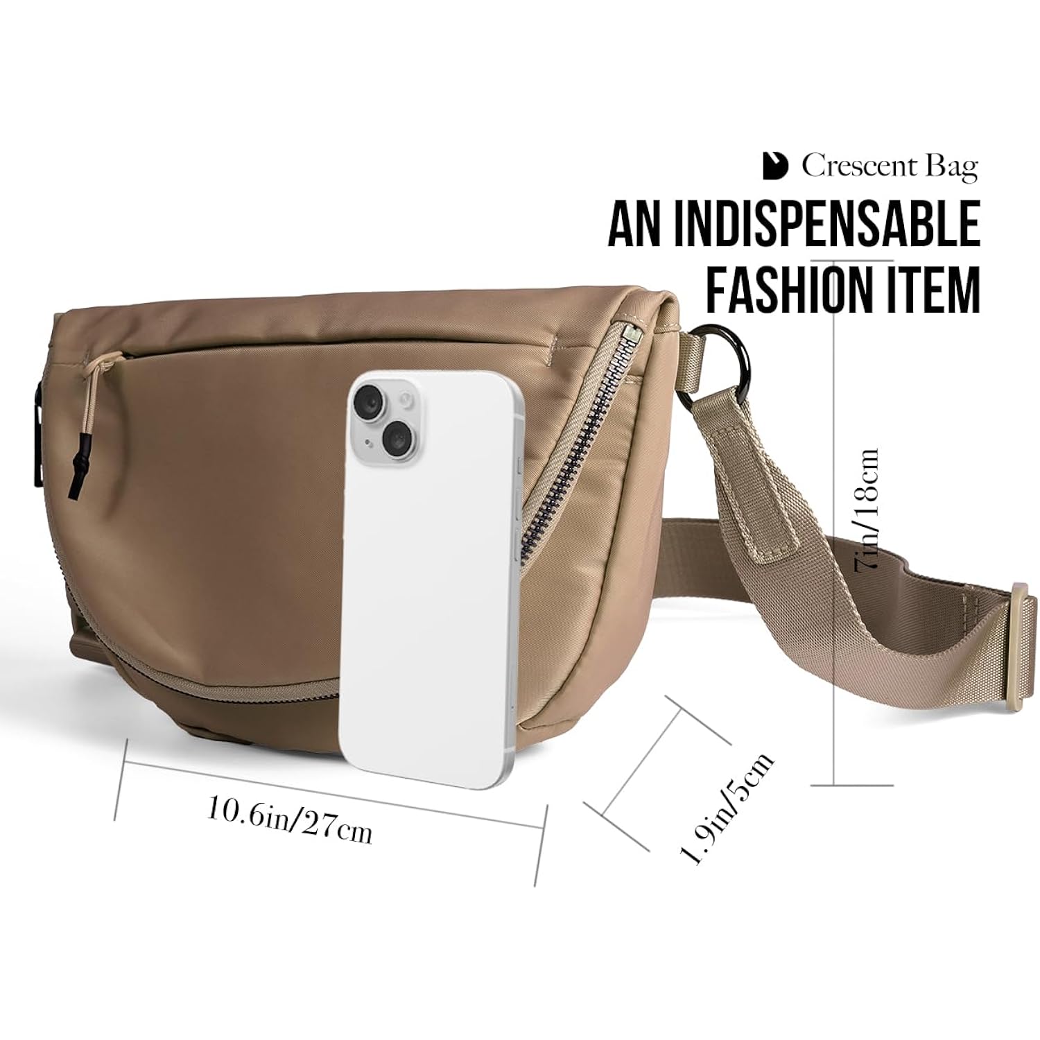 Crescent Bag For Women And Men, Fashion Medium Nylon Folding Crescent Moon Bag Single Shoulder Bag With Adjustable Strap