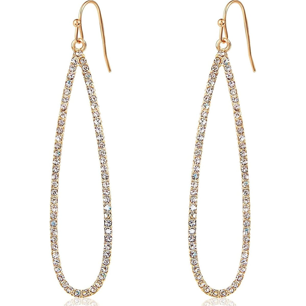 Simulated Diamond Teardrop Dangle Earrings for Women - Cubic Zirconia Crystal Long Dangling Earrings