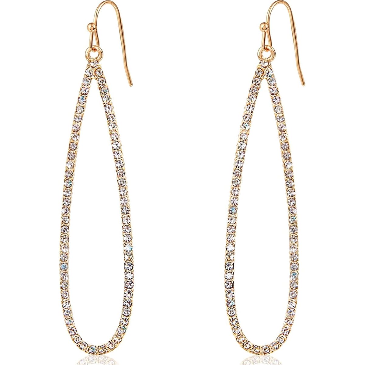 Simulated Diamond Teardrop Dangle Earrings for Women - Cubic Zirconia Crystal Long Dangling Earrings
