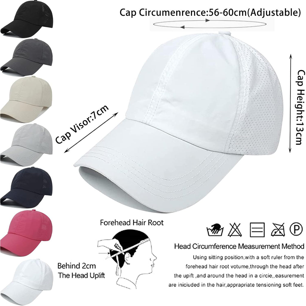 Womens Ponytail Hat Baseball Cap, Adjustable Criss Cross Baseball Cap High Bun Unisex Quick Drying Trucker Hats