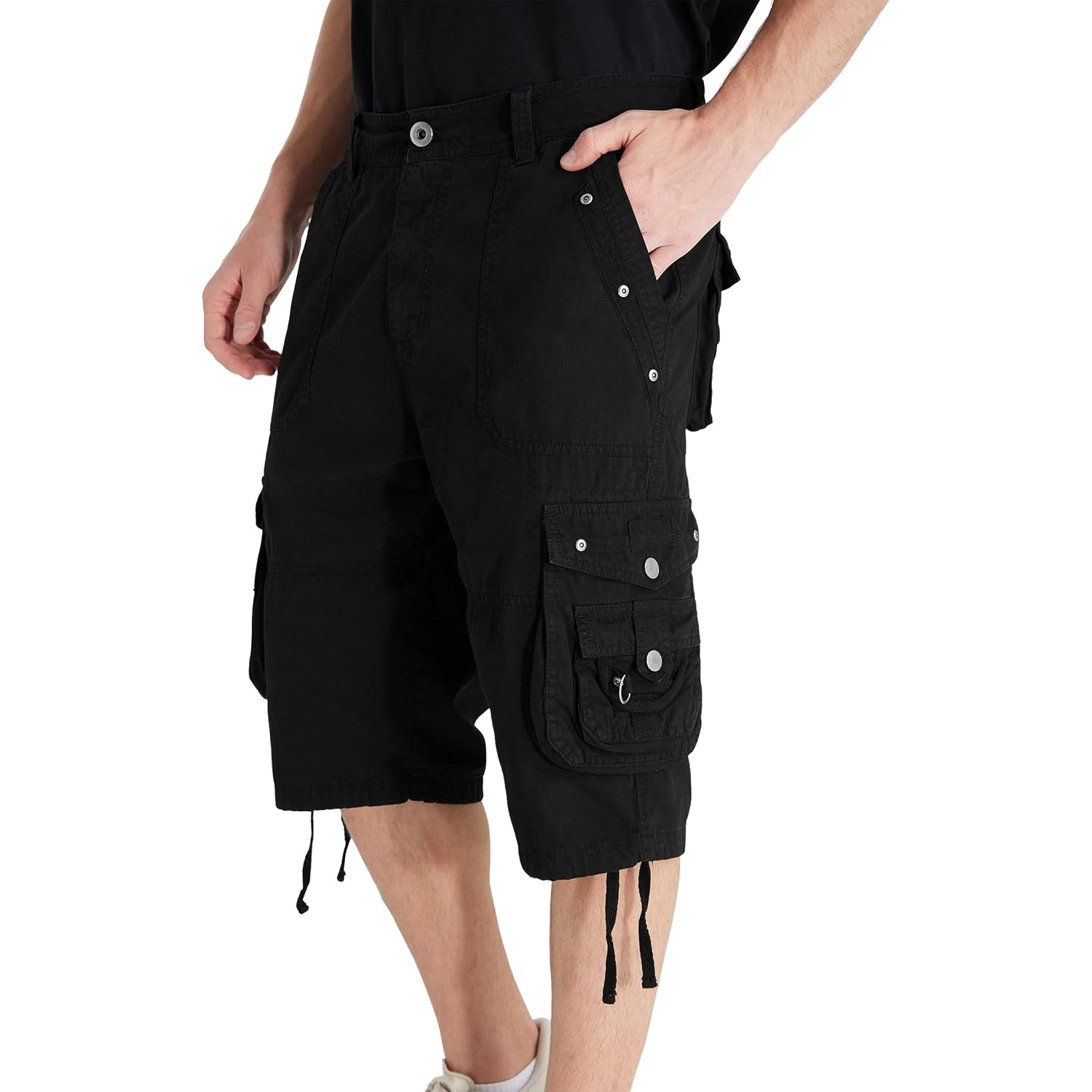 Mens Cargo Shorts Cotton Ripstop Straight Leg Below Knee Twill Casual Summer Long Shorts