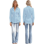 Women's Button Down Long Sleeve Fitted Stretch Dress Shirts Wrinkle Free Work Blouses Collared Business Casual Tops