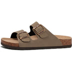 Litfun Unisex Cork Footbed Sandal Summer Slip On Slide Sandals With Adjustable Buckle For Women Men