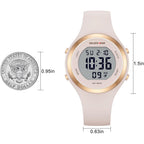 Golden Hour Waterproof Sport Women'S Digital Chronograph Silicone Strap Watch